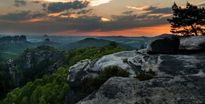 Západ slunce nad Saským Švýcarskem